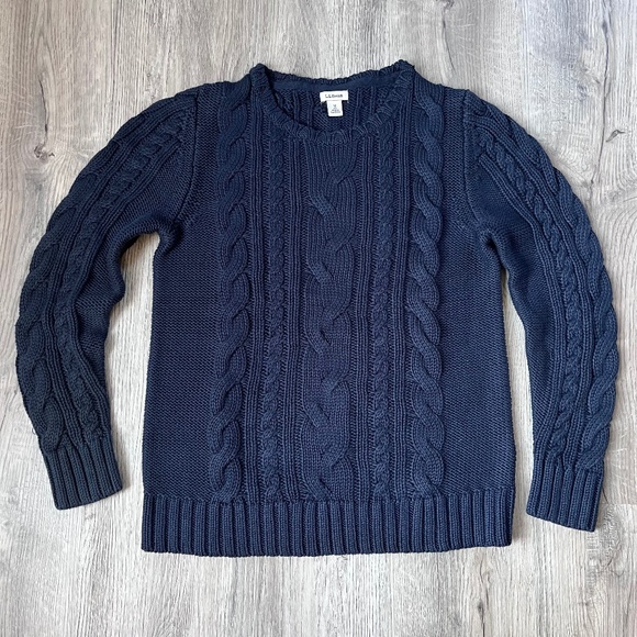 LL Bean Double L Cable Sweater Womens M petite Pullover Crewneck Cotton 518572 - Picture 1 of 7